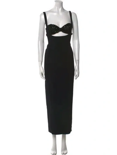 Pre-owned Alessandra Rich Square Neckline Long Dress In Black