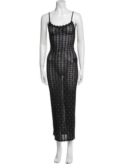 Pre-owned Alessandra Rich Square Neckline Long Dress In Black