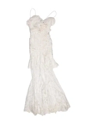 Pre-owned Alessandra Rich Square Neckline Long Dress W/ Tags In White