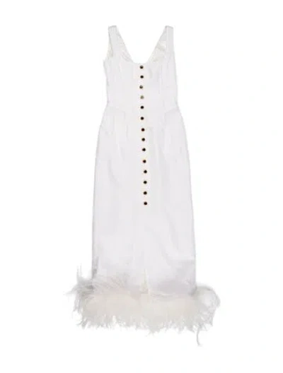 Pre-owned Alessandra Rich Square Neckline Long Dress In White