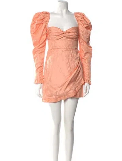 Pre-owned Alessandra Rich Square Neckline Mini Dress In Orange