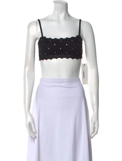 Pre-owned Alessandra Rich Square Neckline Sleeveless Crop Top In Black