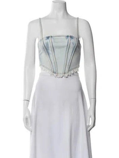 Pre-owned Alessandra Rich Square Neckline Sleeveless Crop Top In Neutrals