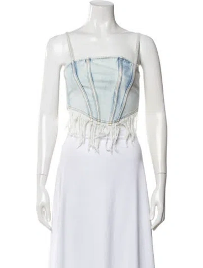 Pre-owned Alessandra Rich Square Neckline Sleeveless Crop Top W/ Tags In White