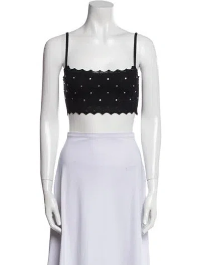 Pre-owned Alessandra Rich Square Neckline Sleeveless Crop Top In White