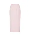 Alessandra Rich Cotton Blend Ribbed Midi Skirt With Elastic Waistband In Pink