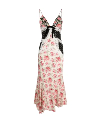 Alessandra Rich Stitched Printed Mid-length Dress In Multicolor