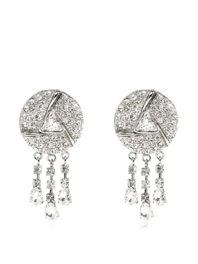 Alessandra Rich Stone Embellished Drop Earrings In Silver