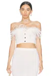 Alessandra Rich Strapless Cropped Top In White