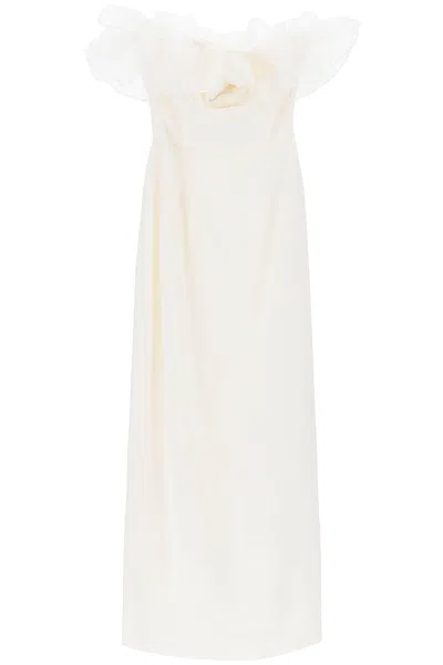 Alessandra Rich Strapless Dress With Organza Details In White