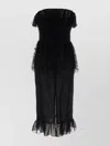 Alessandra Rich Strapless Lace Dress Featuring Peplum Waist In Black