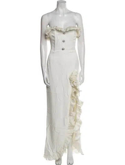 Pre-owned Alessandra Rich Strapless Long Dress In Neutral
