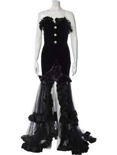 Pre-owned Alessandra Rich Strapless Long Dress W/ Tags In Black