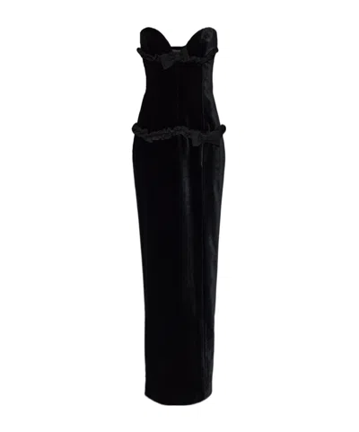 Alessandra Rich Ruffled Bow-detail Maxi Dress In Black