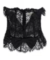 Alessandra Rich Strapless Bow-embellished Lace Bustier Top In Black