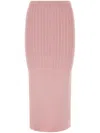 Alessandra Rich Cotton Blend Ribbed Midi Skirt With Elastic Waistband In Pink