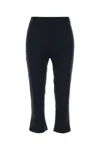 Alessandra Rich Wool Capri Pant With Cropped Length And Flared Hem In Blue