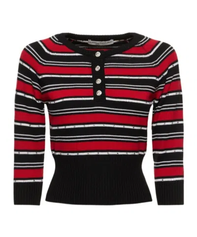 Alessandra Rich Stripe Pattern Sweater In Multi