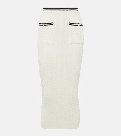 Alessandra Rich White Cotton Plaited Midi Skirt