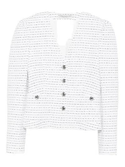 Alessandra Rich Striped Jacket In White
