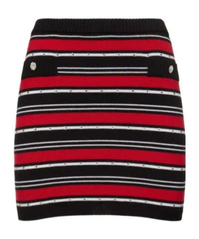 Alessandra Rich Striped Knitted Mini Skirt In Multi