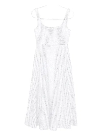 Alessandra Rich Striped Sleeveless Dress In White