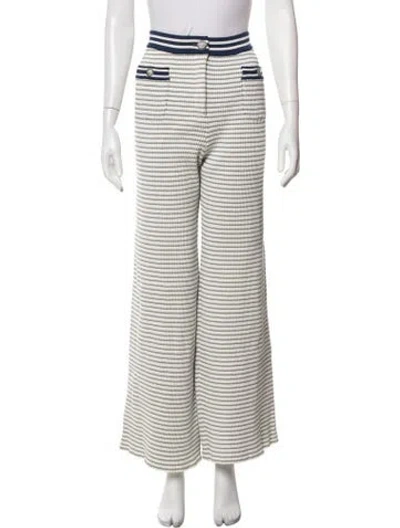 Pre-owned Alessandra Rich Striped Wide Leg Pants In White