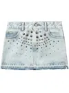 Alessandra Rich Stud-embellished Denim Miniskirt In Blue
