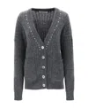 Alessandra Rich Stud-embellished V-neck Cardigan In Black