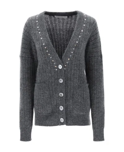 ALESSANDRA RICH ALESSANDRA RICH EMBELLISHED V-NECK CARDIGAN