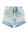 Alessandra Rich Stud-embellished Denim Miniskirt In White