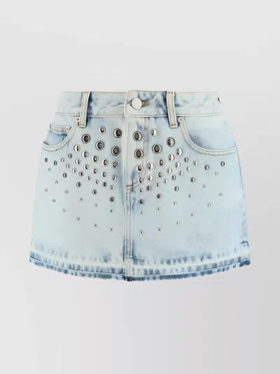 Alessandra Rich Studded Embellishments Mini Denim Skirt In Blue