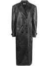 Alessandra Rich Studded Leather Coat In Grey