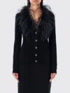 Alessandra Rich Feather Trim V-neck Knitwear In Schwarz