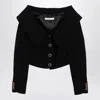 Alessandra Rich Single-breasted Off-shoulder Blazer In Black