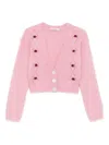 Alessandra Rich Mohair Embroidered Cropped Cardigan In Pink