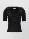 Alessandra Rich T-shirt With Ruffle And Bow Detail