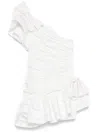 Alessandra Rich Taffeta Ruffled Bows Mini Dress In White