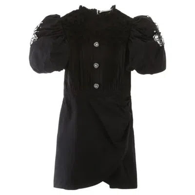 Pre-owned Alessandra Rich Taffeta Mini Dress With Lace It36 Us0 In Black