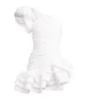 Alessandra Rich Taffeta Ruffled Bows Mini Dress In White