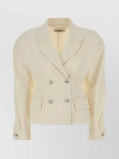ALESSANDRA RICH TAILORED STRETCH CREPE BLAZER FEATURING POCKETS