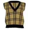Alessandra Rich Tartan Knit Waistcoat In Yellow Mohair In Yellow