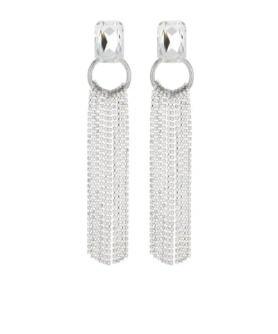 Alessandra Rich Tassel Earrings In Silver