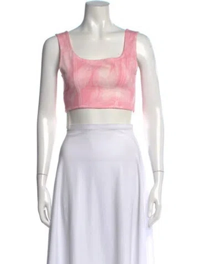 Pre-owned Alessandra Rich Tie-dye Print Square Neckline Crop Top In Pink