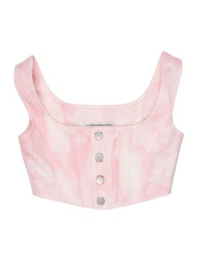 Pre-owned Alessandra Rich Tie-dye Print Square Neckline Crop Top In Pink