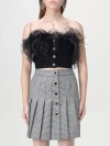 Alessandra Rich Feather-trim Mini Skirt In Schwarz