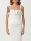 Alessandra Rich Bow Ruffled Top In White