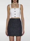 Alessandra Rich Checked Tweed Crop Top In White