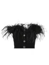 Alessandra Rich Feather-trim Mini Skirt In Black