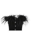 Alessandra Rich Feather-trim Mini Skirt In Black